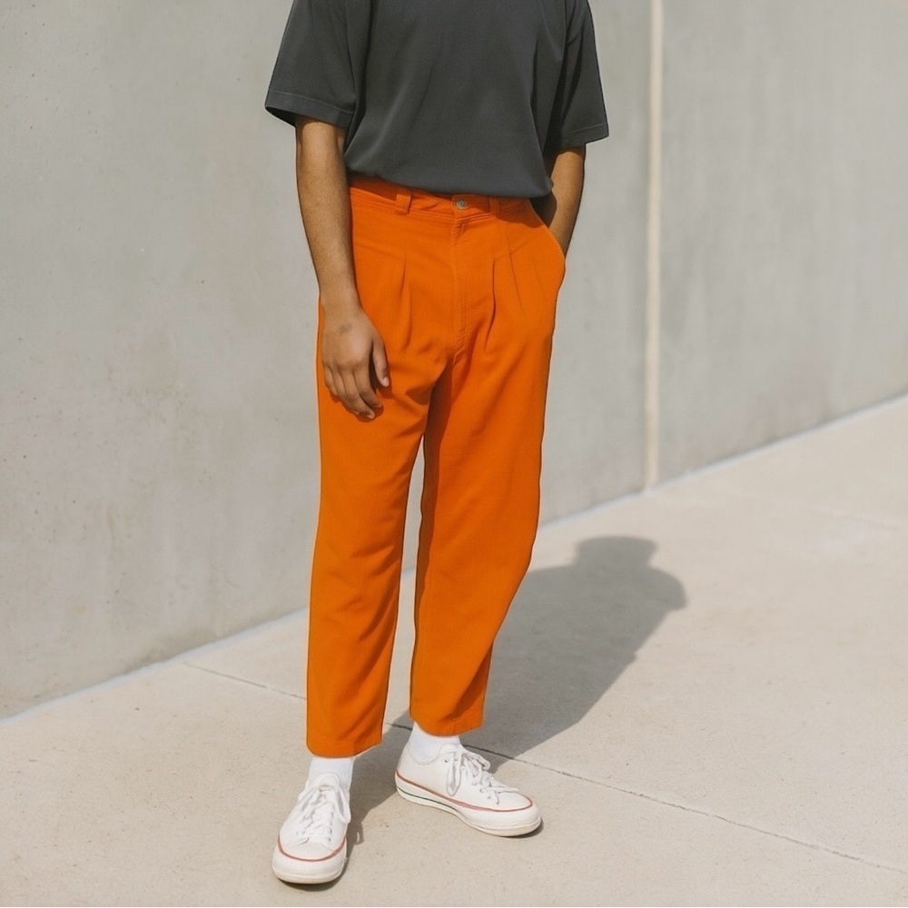 LANDLORD Runway Corduroy‎ Orange Pleated Trouser Pants